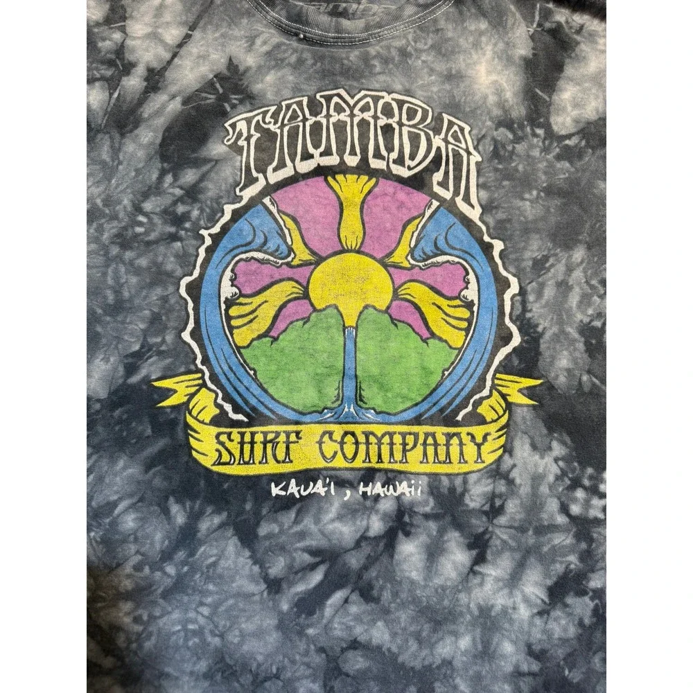 Tamba Surf Company Kauai Hawaii Tie Dye Graphic T-Shirt Mens 2XL Gray Black - Picture 2 of 5